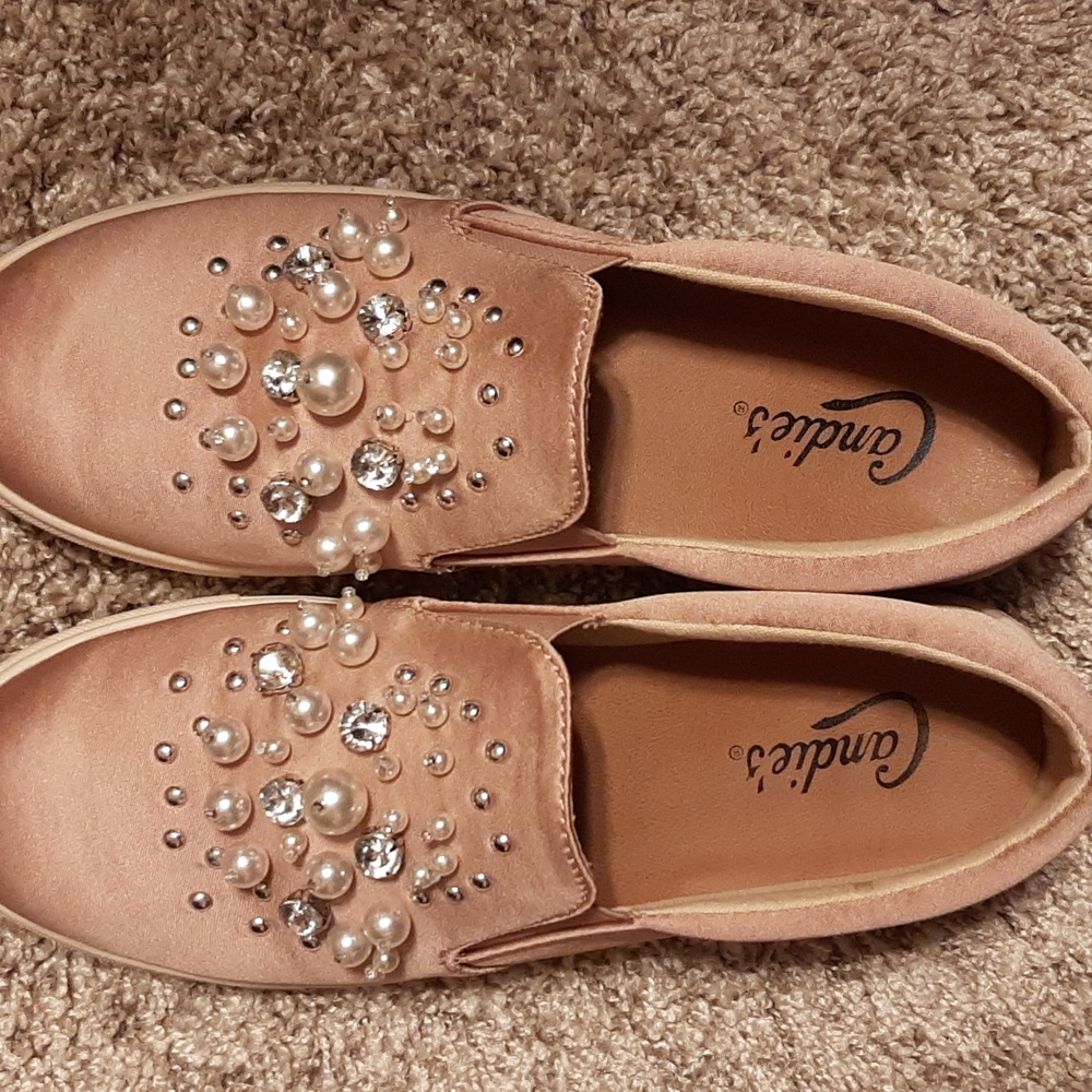 Candies Blush Embellished Slip-ons